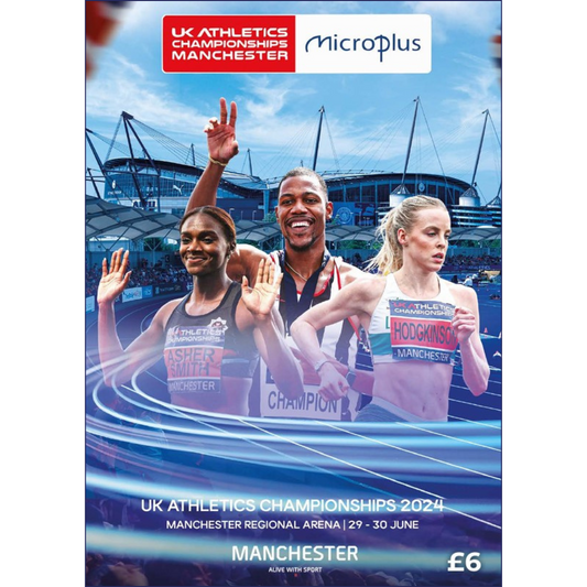 Programme Cover image for the UK Athletics Championships Manchester 2024, published and sold by The PPL Group on PPLSPORT.com